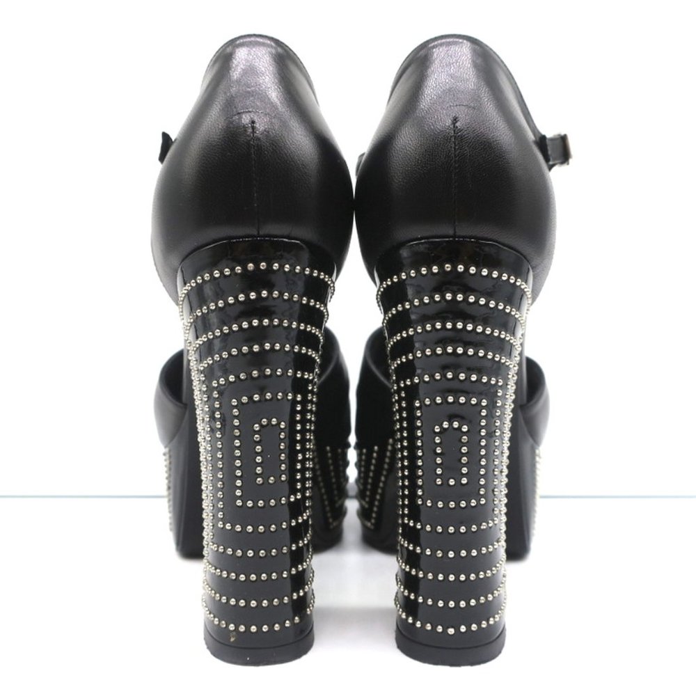 SAINT LAURENT CANDY DOUBLE KNOT STUDDED PLATFORM SANDALS BLACK LEATHER SIZE 36 - Picture 8 of 12